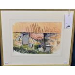 Carel Toms - watercolour, Study of a Guernsey barn, 8 3/4 x 12 1/2in. (22.25 x 31.75cm.).
