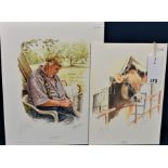 Two signed Jersey prints by Michael Cooper, "A Hard Days Work" and "Jersey Girl", unframed. (2)