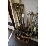 A collection of vintage tools some housed in a WW2 German ammunition box for a 10cm