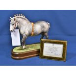 A Royal Worcester limited edition Percheron Stallion, modelled by Doris Lindner model number 400,