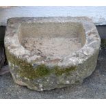 A weathered granite D trough 26 x 24in