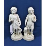 A pair of Victorian parian ware figures of children (2)