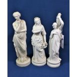 Three Victorian parian ware figures of classical maidens (one af)