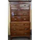 A Regency Channel Islands inlaid mahogany chest on chest