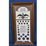 A framed United States Coins of the 20th Century collection. Every coin minted between 1900 & 1971