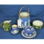 A quantity of blue and green Wedgewood jasperware (6)