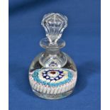 A 19th century Millefiori glass inkwell paperweight of tapering form, the base with five