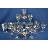 A collection of various vintage retro glasses comprising six Babycham glasses, seven Snowball