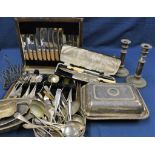 A large quantity of various silver plate - to include a part case cutery set.