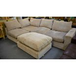 A large cream corner sofa with matching ottoman (2)