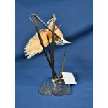 A David Fryer porcelain, bronze and Royal Doulton Crystal kingfisher no. 132 of an edition of 750,
