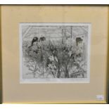Barry Owen Jones, RWS, RE (British, 1934-2018) etching, "Fresseia Pickers", signed artist's proof, 7