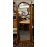 A French walnut cheval mirror