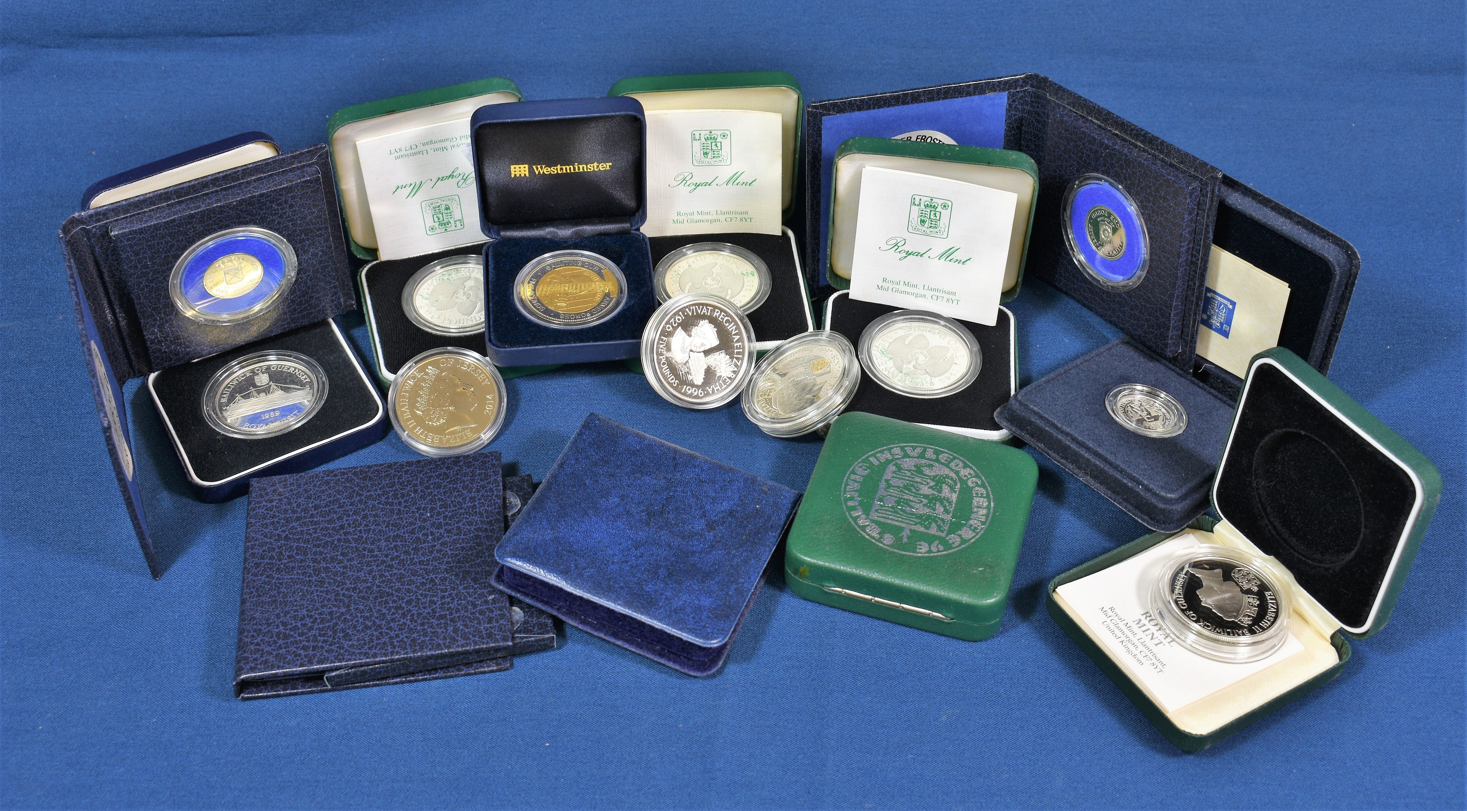 Coinage - A collection of Channel Islands silver proof and Commemorative coins comprising of four