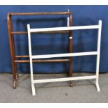 A 19th century turned mahogany towel rail and a white painted towel rail. (2)
