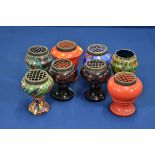 Five Czechoslovakian spatter glass vases together with three others (8)