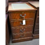 A mahogany 'Shaws of London' leather topped filing cabinet