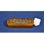 A George III blonde tortoiseshell toothpick box circa 1800, of broad rectangular form with rounded