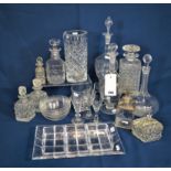 A collection of 19th & 20th century cut glass inc. Victorian & Edwardian cut and etched decanters,