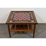 An antique/glass chess board - housed in later coffee table.