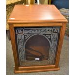 A mahogany Port cabinet with glazed front and tongs