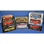 A collection of various model cars by Burago plus others to include a Lamborghini, Dodge Viper and