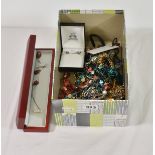A Dunhill lighter together with various costume jewellery, necklaces, earrings, watches etc (qty)