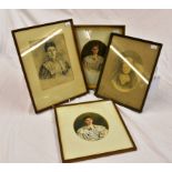 Four 19th Century watercolour miniatures signed C.O.T. (4)