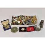 A large collection of costume jewellery - silver GFA football medal - owl pepperette etc.