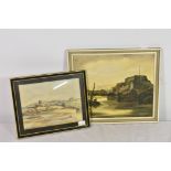 A watercolour painting of Fort Grey, framed and glazed, signed A. Spencer; along with an oil