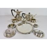 A four piece silver plated tea & coffee service together with various other plated items