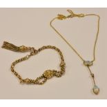 A Victorian 9ct gold bracelet and 9ct gold opal and seed pearl pendant necklet.