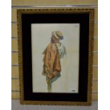 A framed watercolour of an Arabian man