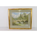 A large framed and glazed pastel picture of Ludlow Castle - Guernsey artist, E. Banks, Guernsey,