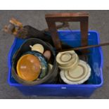 A miscellaneous group of antique/vintage collectables to include a antique plate camera; Clarice