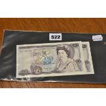 BRITISH BANKNOTES - Bank of England Twenty Pounds series "D", March 1981, watermark Queen