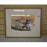 Carel Toms - watercolour, Study of a Guernsey barn, 8 3/4 x 12 1/2in. (22.25 x 31.75cm.).