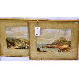 Two signed watercolours, Mont Orguiel Castle and Marine Drive (24.5cm x 35cm)