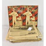 Fourteen vintage 'White Label' coated tinplate counter top advertising signs
