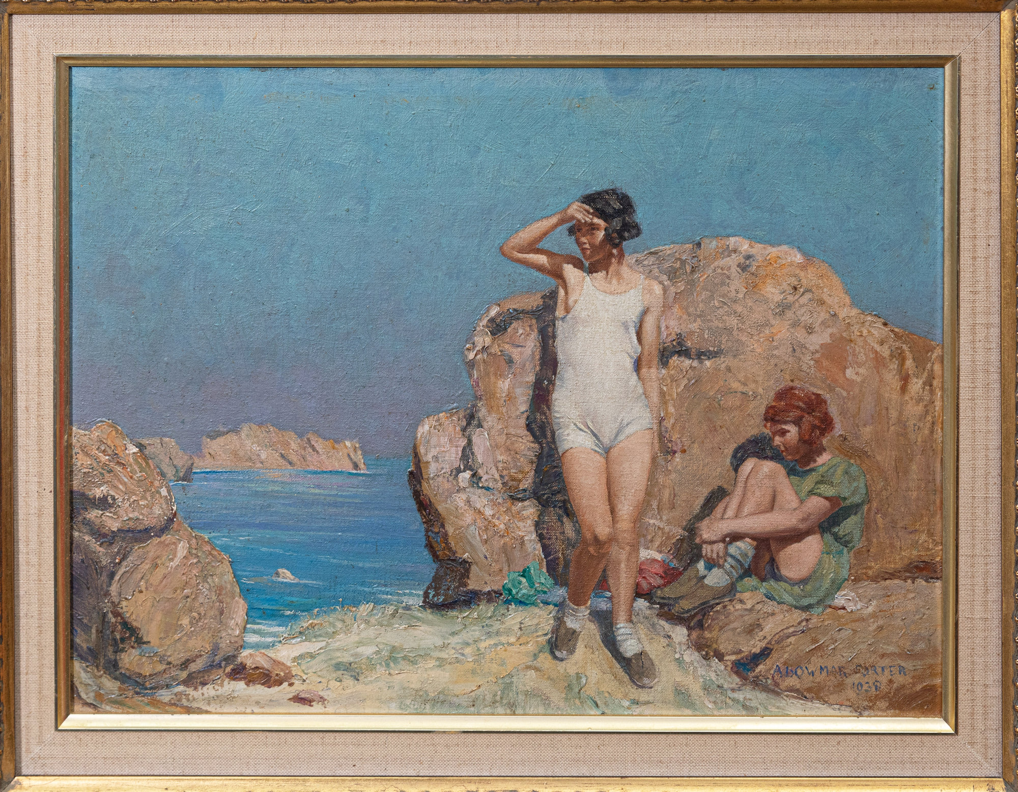 Arthur Bowmar Porter (British, c.1876-1960), The Bathers oil on board, signed and dated 1938 lower