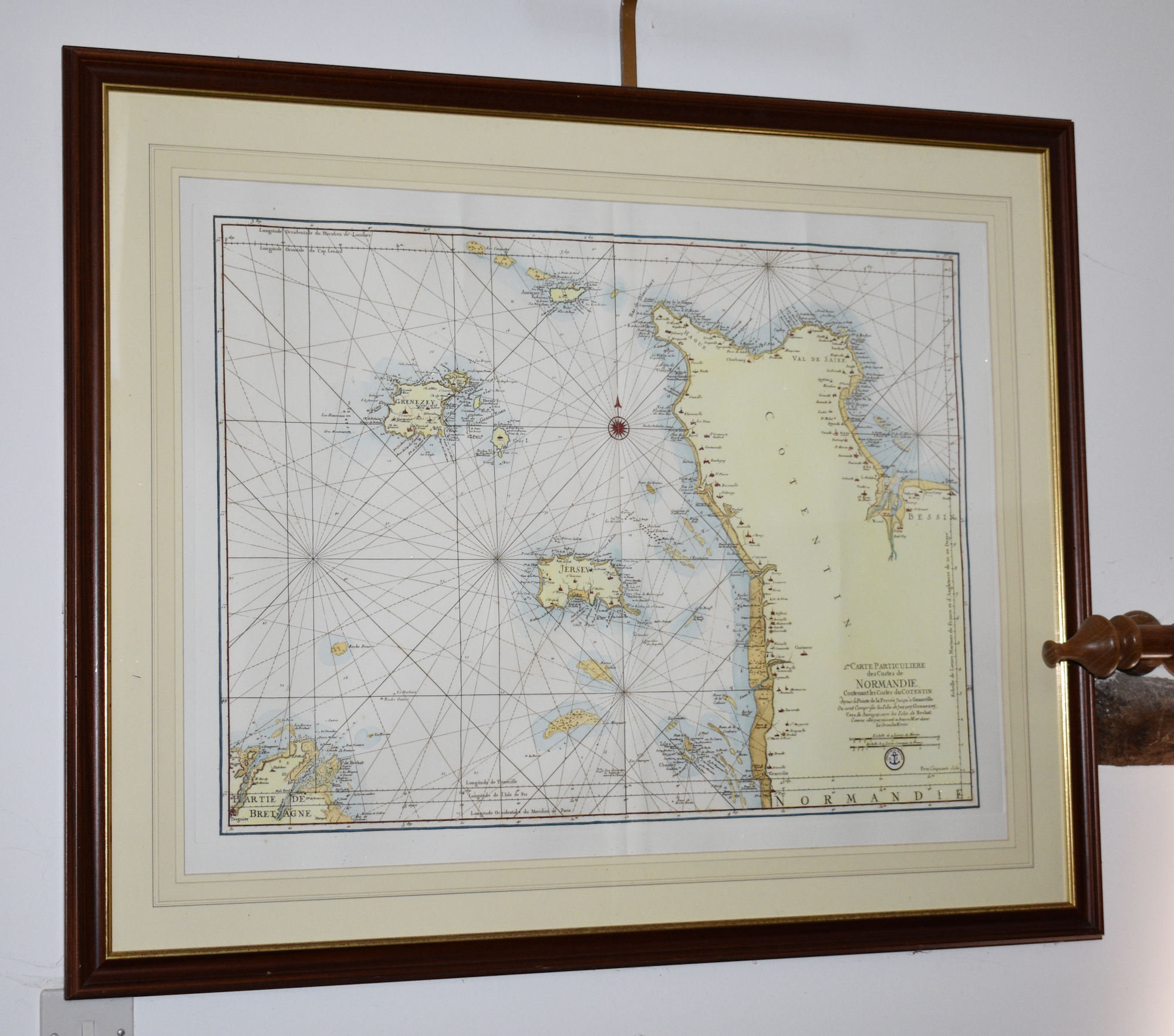 A reproduction coloured engraved chart of the Channel Islands and Normandy coast, '2me Carte