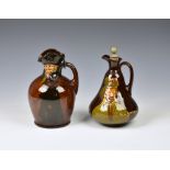 Two Royal Doulton Kingsware whisky flasks / decanters the first depicting the Watchman, made in