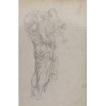 Pre-Raphaelite School Study of Apostles pencil on board, inscribed verso "Sketch by Evelyn de