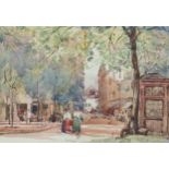 Sir Alfred East RA (British, 1869-1913) "Aix les Bains" watercolour, signed and inscribed to