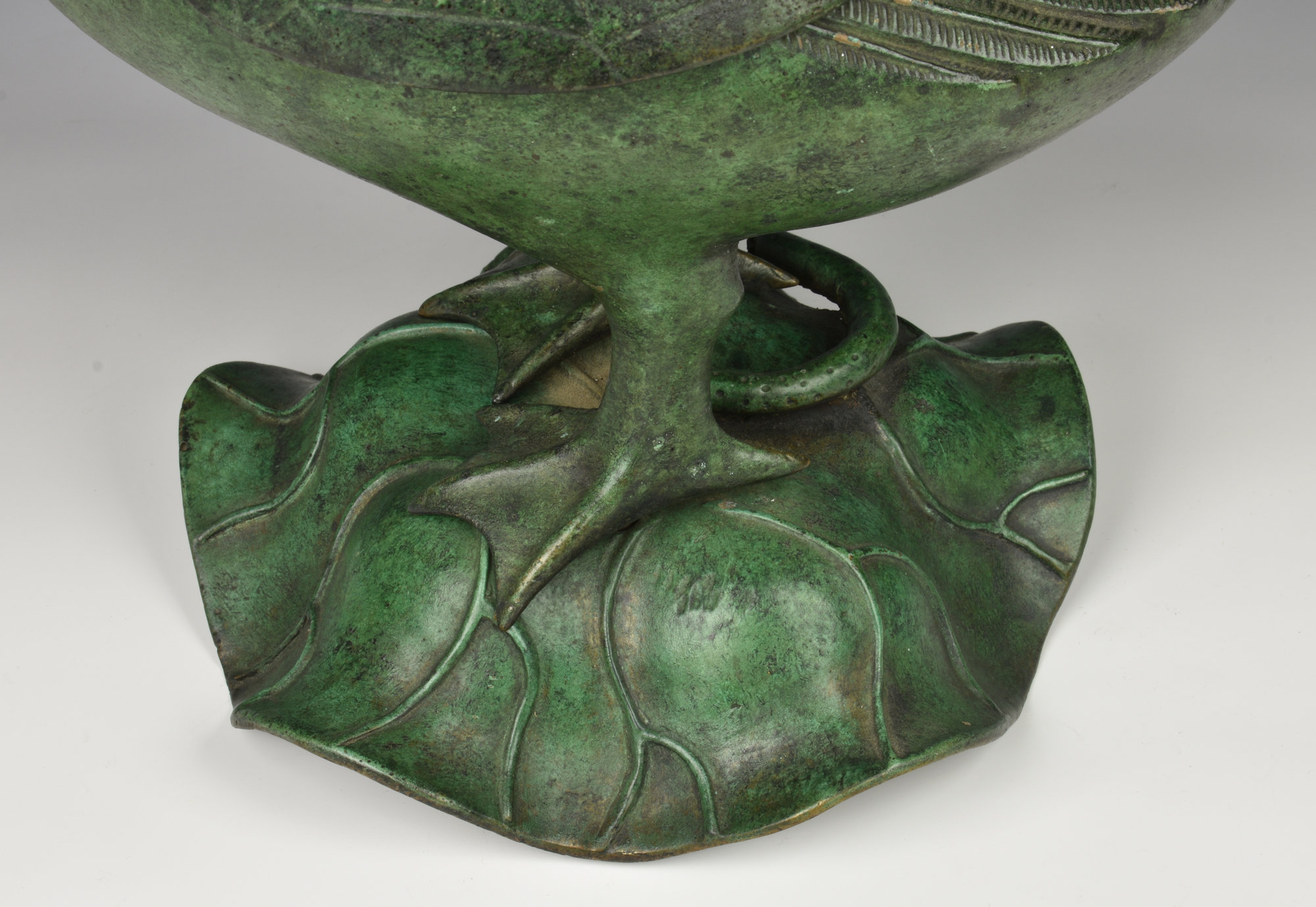 A Chinese patinated bronze duck censer probably 20th century, with verdigris patination, the duck - Image 3 of 7