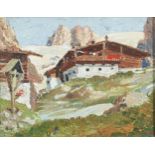 Continental School (early 20th century) An Austrian chalet in the Alps, springtime oil on board,
