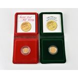 Cased Royal Mint 1980 capsulated Gold Proof Sovereign and Gold Proof Half Sovereign both coins