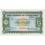 BRITISH BANKNOTE - STATES OF GUERNSEY Five Pounds, 1st March, 1956 (GN45), serial number 2Q 1818,