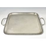 A large Austrian silver tray stamped to base with Diana head, 3 & A either side for Vienna, c.
