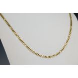 A 9ct gold curb link necklace together with a 9ct gold trace chain. (2)